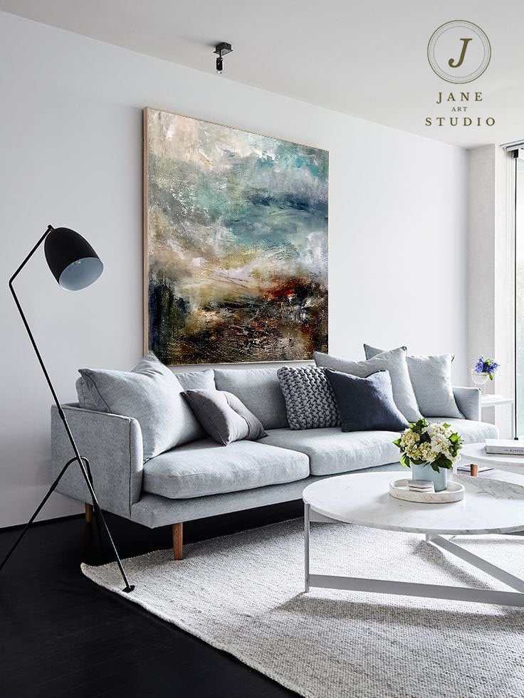 Oversized Oil Beach - large black and white wall art